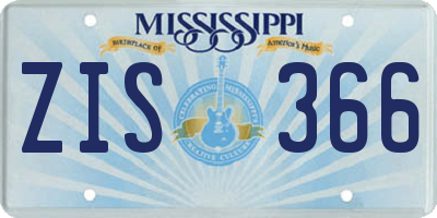 MS license plate ZIS366
