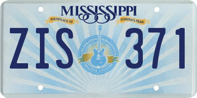 MS license plate ZIS371