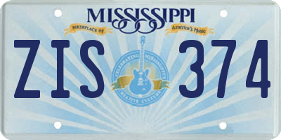 MS license plate ZIS374