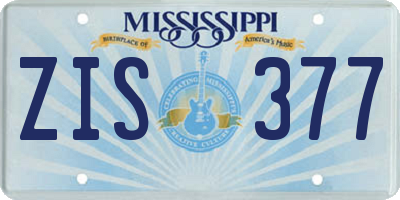 MS license plate ZIS377