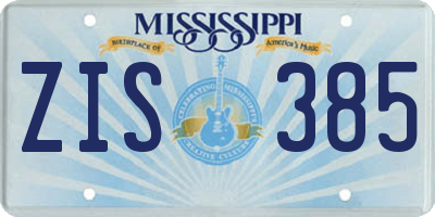 MS license plate ZIS385