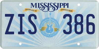 MS license plate ZIS386