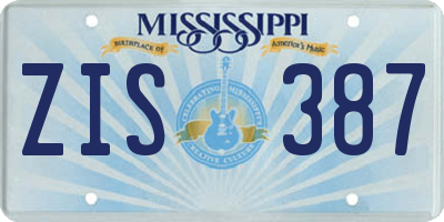 MS license plate ZIS387