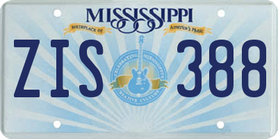 MS license plate ZIS388