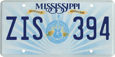 MS license plate ZIS394
