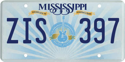 MS license plate ZIS397