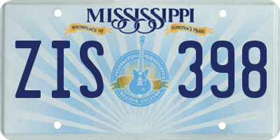 MS license plate ZIS398