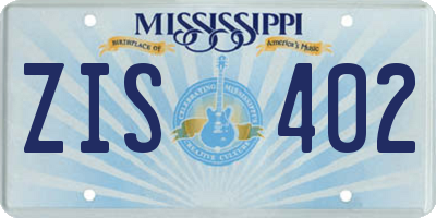 MS license plate ZIS402