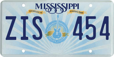 MS license plate ZIS454