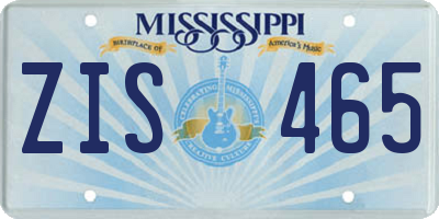 MS license plate ZIS465