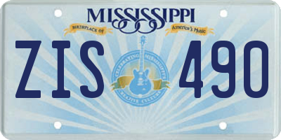 MS license plate ZIS490