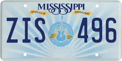 MS license plate ZIS496