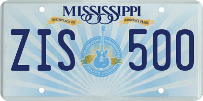 MS license plate ZIS500