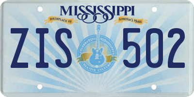 MS license plate ZIS502