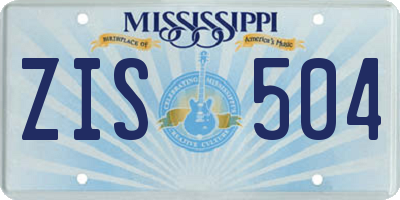 MS license plate ZIS504