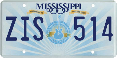 MS license plate ZIS514
