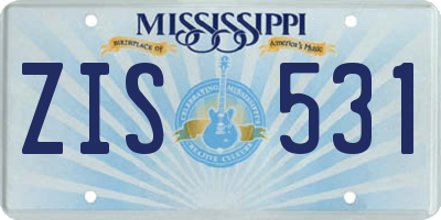 MS license plate ZIS531