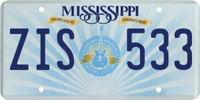 MS license plate ZIS533