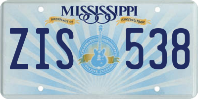 MS license plate ZIS538