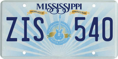 MS license plate ZIS540