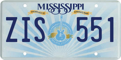 MS license plate ZIS551