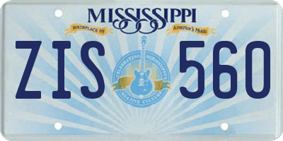 MS license plate ZIS560