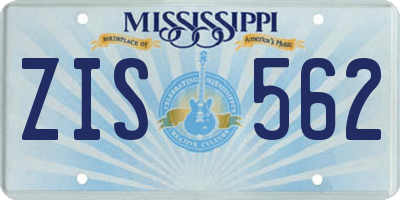 MS license plate ZIS562