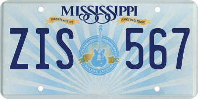 MS license plate ZIS567
