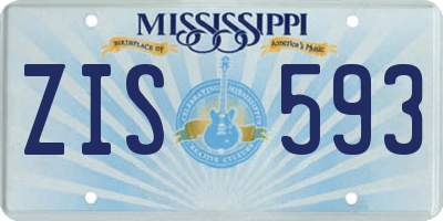 MS license plate ZIS593