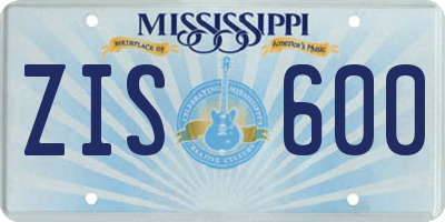 MS license plate ZIS600