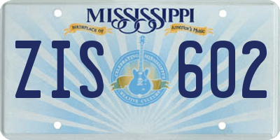 MS license plate ZIS602