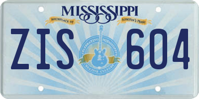 MS license plate ZIS604