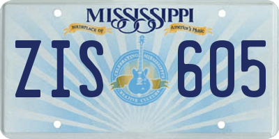 MS license plate ZIS605