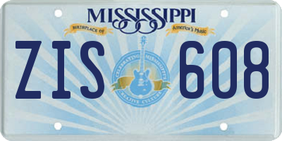 MS license plate ZIS608