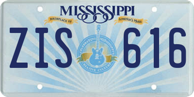 MS license plate ZIS616