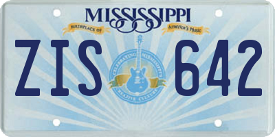 MS license plate ZIS642