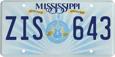 MS license plate ZIS643