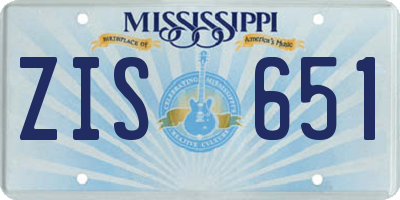 MS license plate ZIS651