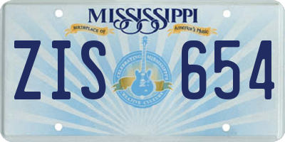 MS license plate ZIS654