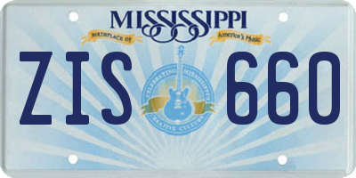 MS license plate ZIS660