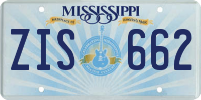 MS license plate ZIS662