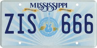 MS license plate ZIS666