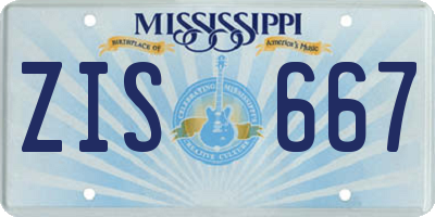 MS license plate ZIS667