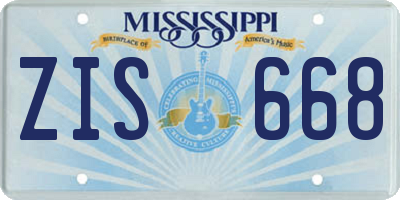 MS license plate ZIS668
