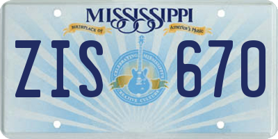 MS license plate ZIS670
