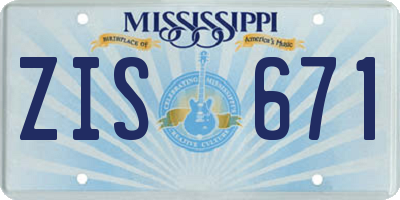 MS license plate ZIS671