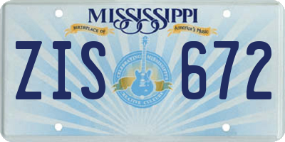 MS license plate ZIS672