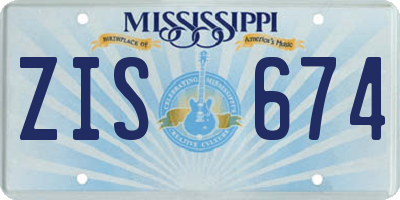 MS license plate ZIS674