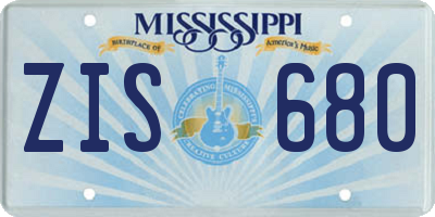 MS license plate ZIS680
