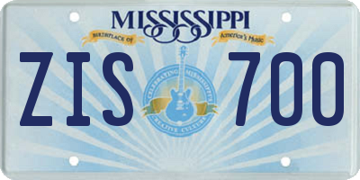 MS license plate ZIS700